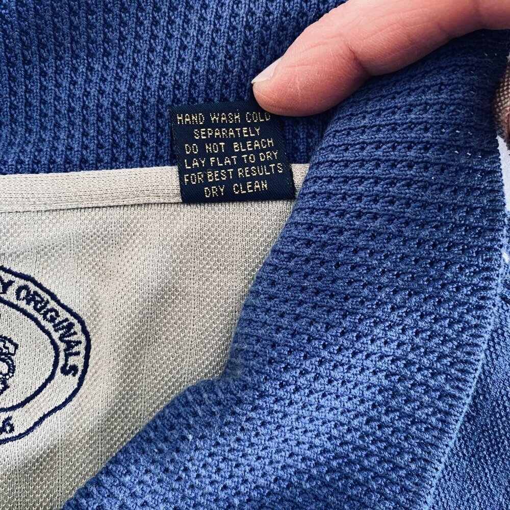 Nat Nast Luxury blue silk & cotton knit polo shirt Mens Large short sleeve - Picture 8 of 9
